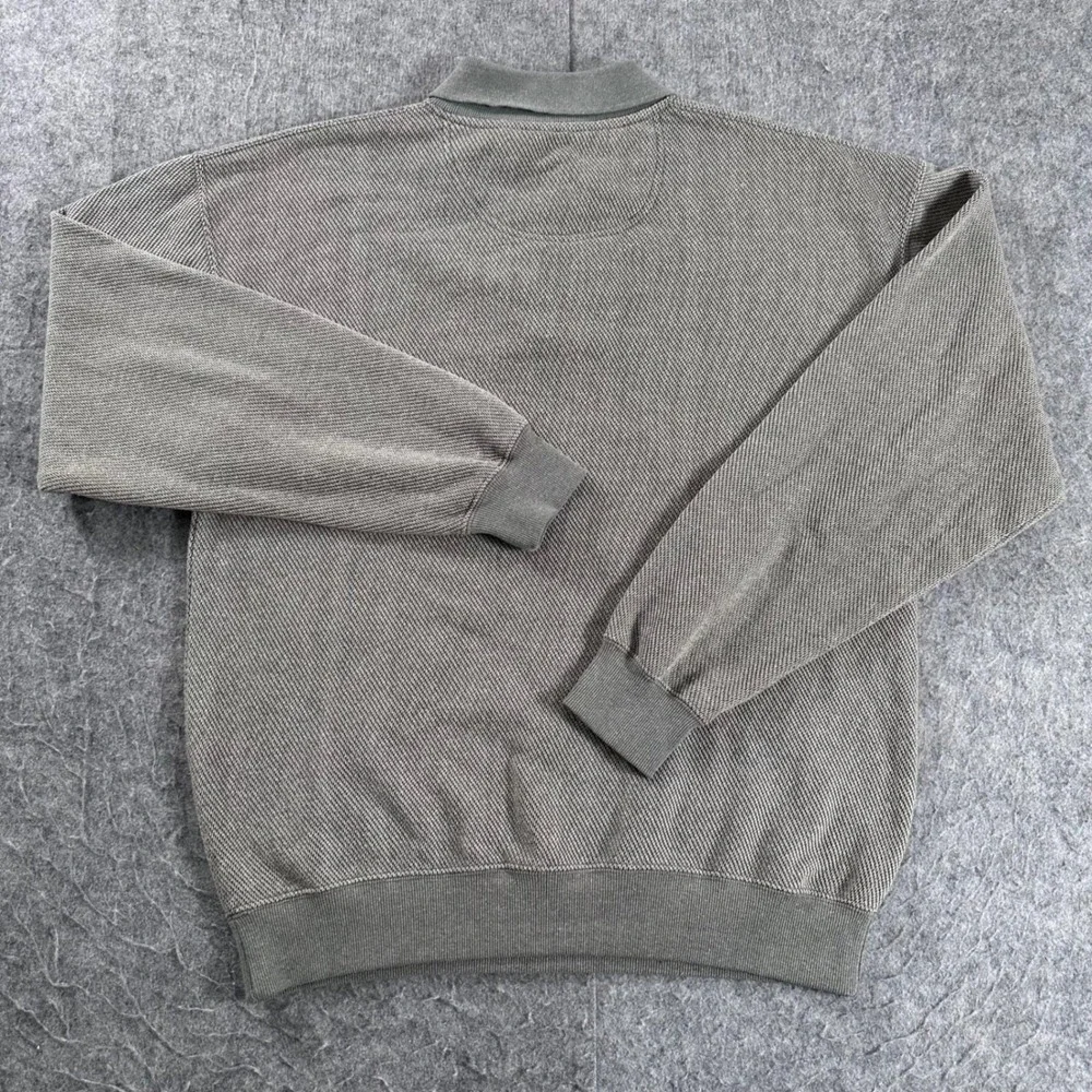Orvis Mens Medium Elbow Patch Polo Sweatshirt Pullover Textured